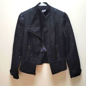 Worthington Women's Moto-Inspired Snake print Jacket, Black, Size Medium
